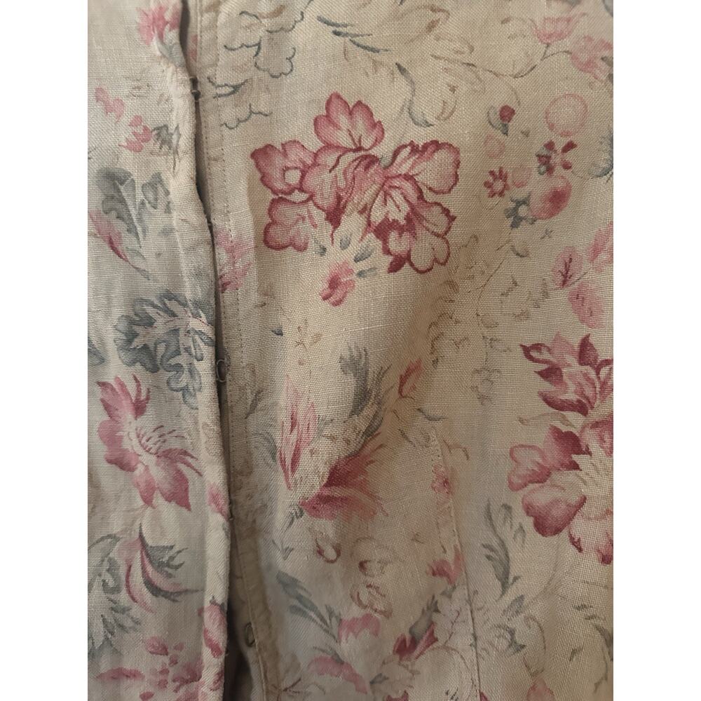 Ralph Lauren Chinese Rose Linen Jacket Vintage Med Green Label - Picture 3 of 10